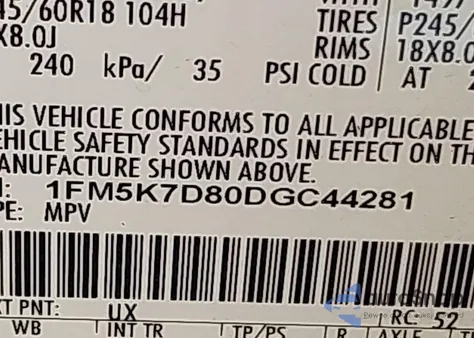 2013 Ford Explorer Xlt z USA, uszkodzony, nr VIN 1FM5K7D80DGC44281